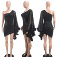 thumbnail image 4 of Minivestido PORRCEY sexy con lentejuelas brillantes de un solo hombro para mujer, 4 of 5