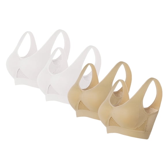 Womens Plus Size Sports Bras Clearance S-5X 4 Pack No Underwire Push Up Underwear Ladies Pullover Stretchy High Support Multipack Workout Bralettes