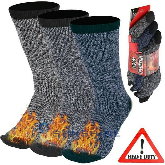 3 Pairs Mens Winter Thermal Heated Super Warm Heavy Duty Boots Work Socks 9-13