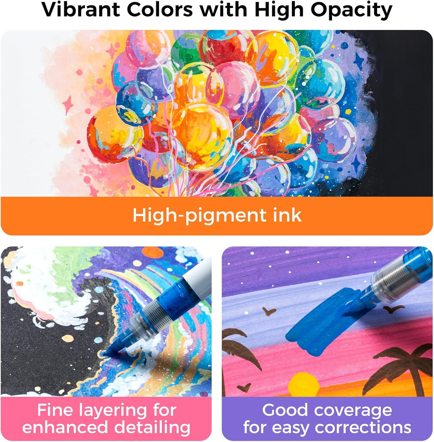 Ohuhu Acrylic Paint Markers Direct Liquid 24 Colors, Brush Tip, Waterproof, for Rock & Canvas -Nahuku