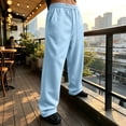thumbnail image 6 of Leidass Men Mens Baggy Sweatpants Wide Leg Loose Fit Streetwear Athletic Drawstring Workout Pants with Pockets Light Blue 2XL, 6 of 8