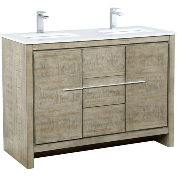 Lexora Home Lafarre 48" Single Quartz Top Bathroom Vanity with Rose Gold Faucet