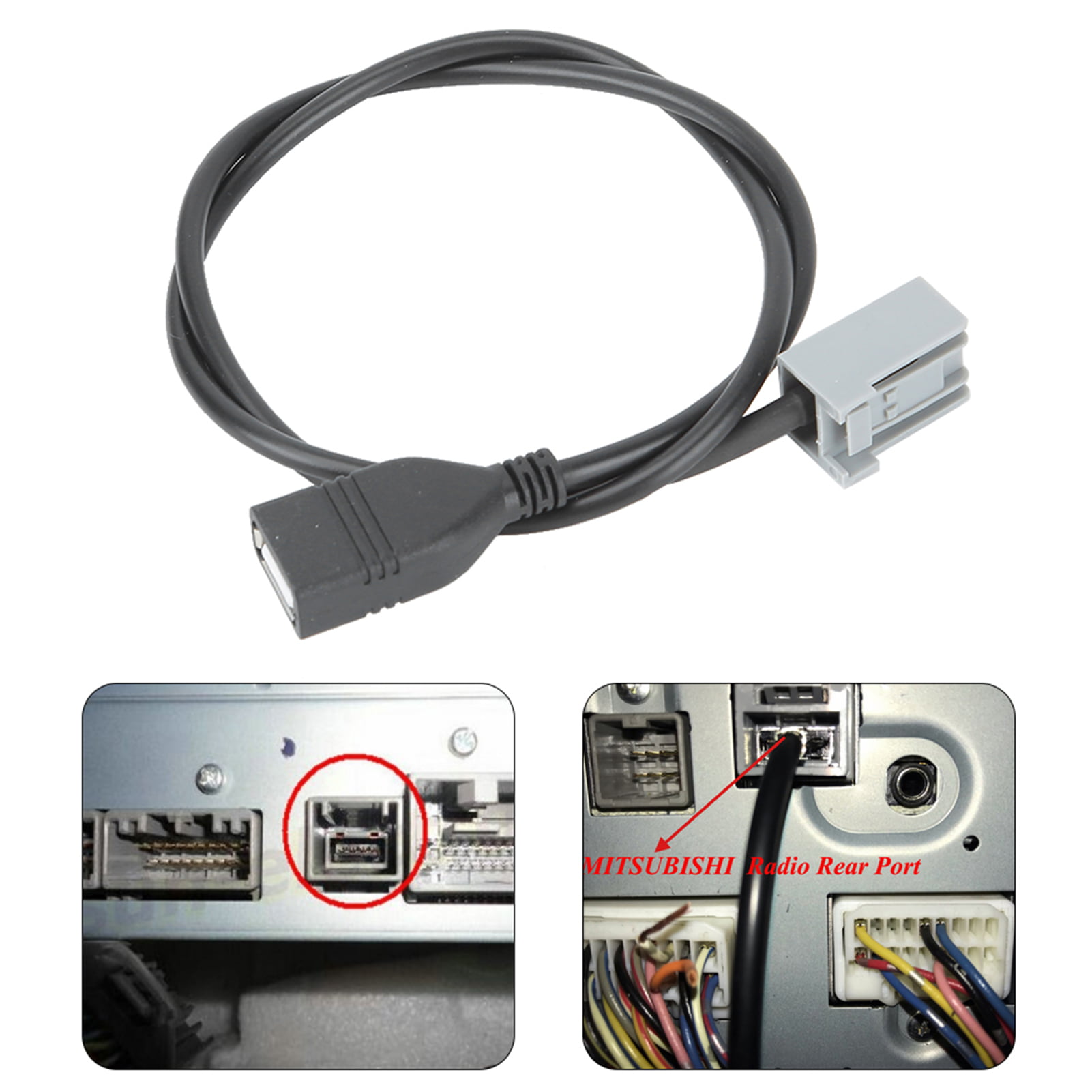 Car USB AUX Cable Wire Adapter Audio Media Music Interface For Mitsubishi  Outlander ASX 2009 onwards Auto AUX