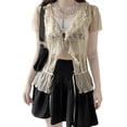 thumbnail image 2 of ZAXARRA Women's Button Down Tops V Neck Short Sleeve Sheer Mesh Shirts, 2 of 9