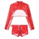 thumbnail image 5 of Conjunto de lencería de charol brillante para hombre, Top corto con cremallera frontal, Boxer en la entrepierna con cremallera, pantalones cortos con cinturón, ropa Sexy para discoteca Rave, 5 of 5
