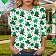thumbnail image 2 of felwors St Patricks Day Shirt Women Plus Size Funny 3/4 Sleeve Cute Saints Tops Shamrock Shirts Lucky Irish Shamrocks Outfit (Green, S), 2 of 6
