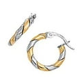 thumbnail image 5 of Jewelstop 14K 2 Tone Gold Twisted Round Hoop Earrings - 3x15mm, 1.8gr., 5 of 7
