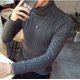 thumbnail image 5 of Suéter de cuello alto de color sólido de invierno, suéter de punto para hombre, suéter de estilo coreano para adolescentes, 5 of 6