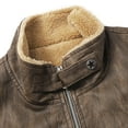 thumbnail image 4 of Rohuuque Men's Sherpa-Lined Vest Vest Motorcycle Sleeveless Jacket Vintage Thickened Thermal Zip Up Leather Fall Winter Jacket Coffee, 4 of 9