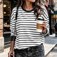 thumbnail image 6 of Hurxie Oversized Sweatshirt for Women Crewneck Striped Shirt Long Sleeve Tops Pullover Womens Fall Fashion, 6 of 8