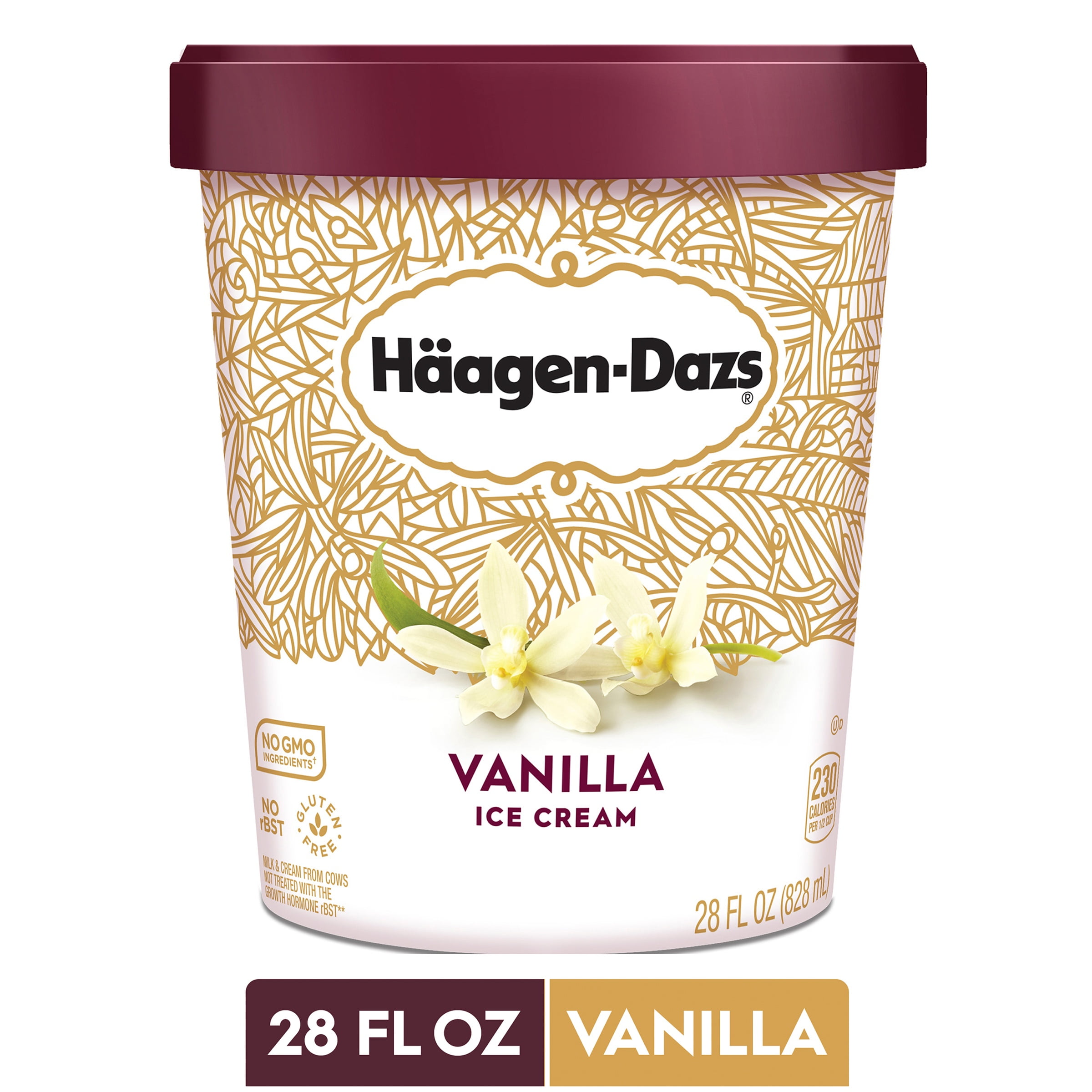 HAAGENDAZS Vanilla Ice Cream 28 fl. oz. Tub No GMO Ingredients No rBST Gluten Free Walmart