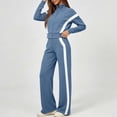 thumbnail image 6 of Wenini Women's 2 Piece Tracksuit Set Long Sleeve Zip up Short Top with Wide Leg Pants Color Blocking Sportswear Outfit, 6 of 7