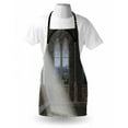 thumbnail image 3 of Fantasy Apron Crepuscular Rays Streaming Through Stained Glass Window Ancient Palace Castle, Unisex Kitchen Bib Apron with Adjustable Neck for Cooking Baking Gardening, Grey Cream White, by Ambesonne, 3 of 3