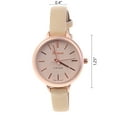 thumbnail image 4 of Women's Geneva Japanese Movement Stainless Steel Back Beige/Rose Gold-Tone Faux Leather Slim Band Watch, 4 of 4