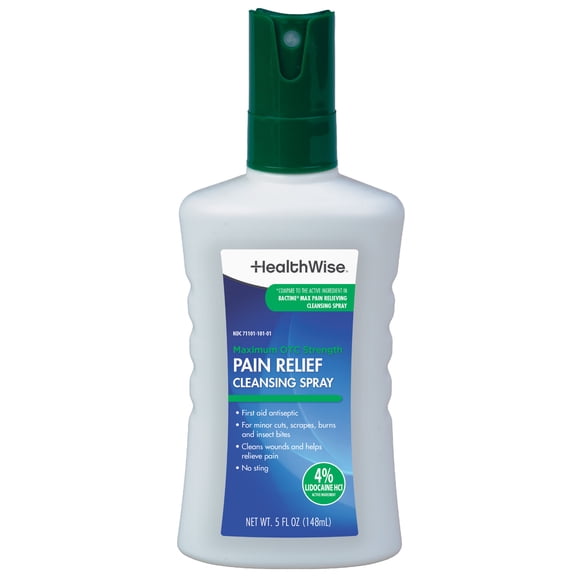 Maximum OTC Strength Pain Relief Cleansing Spray | First Aid Antiseptic | 4% Lidocaine + 13% Benzalkonium | No Sting Formula | 5 fl oz
