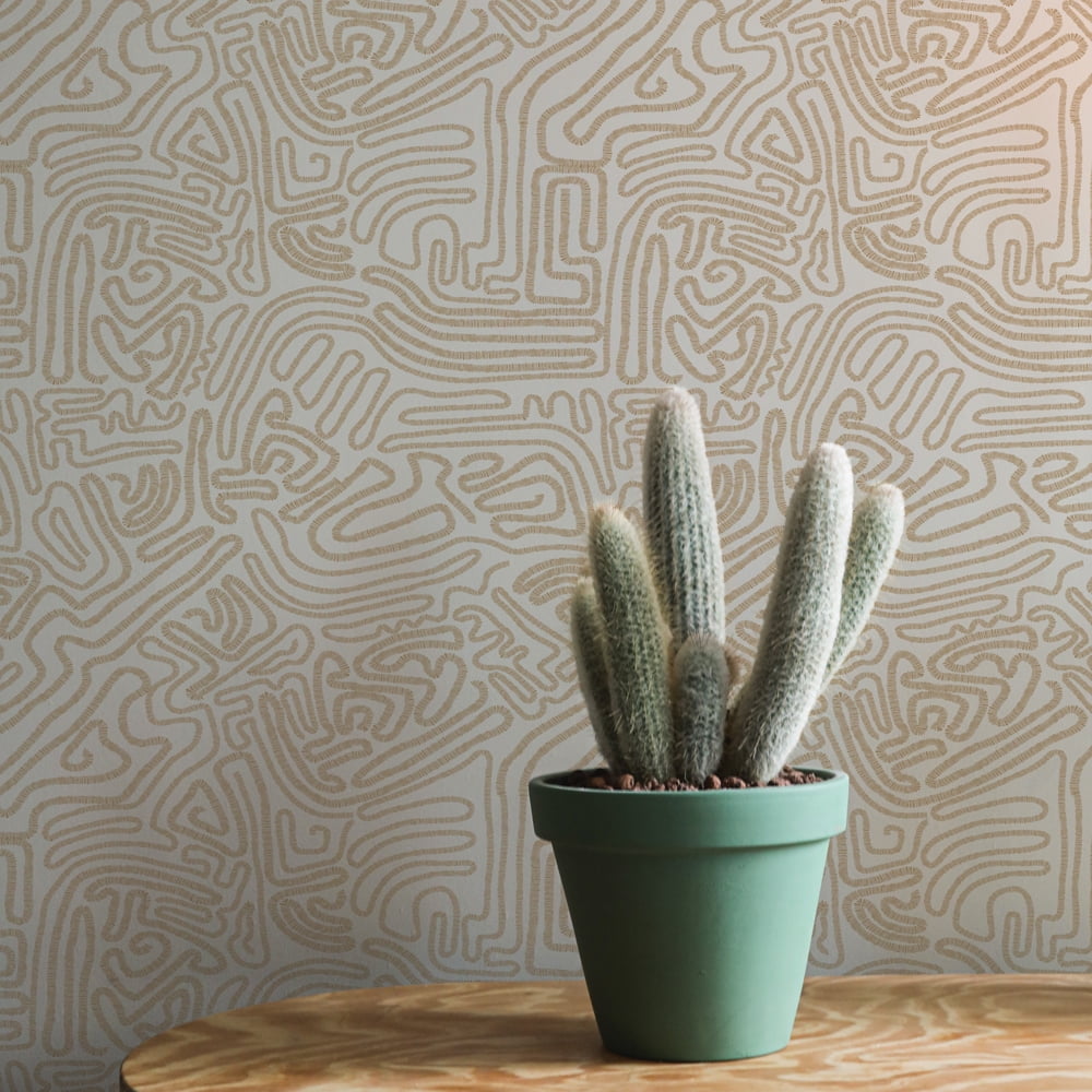 Tempaper Sketch Taupe Peel and Stick Wallpaper, 20.5" x 16.5'