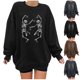 thumbnail image 1 of Suéter de calavera para mujer, estampado de cuello redondo, informal, manga larga, sudadera holgada, jersey de Halloween, 1 of 3