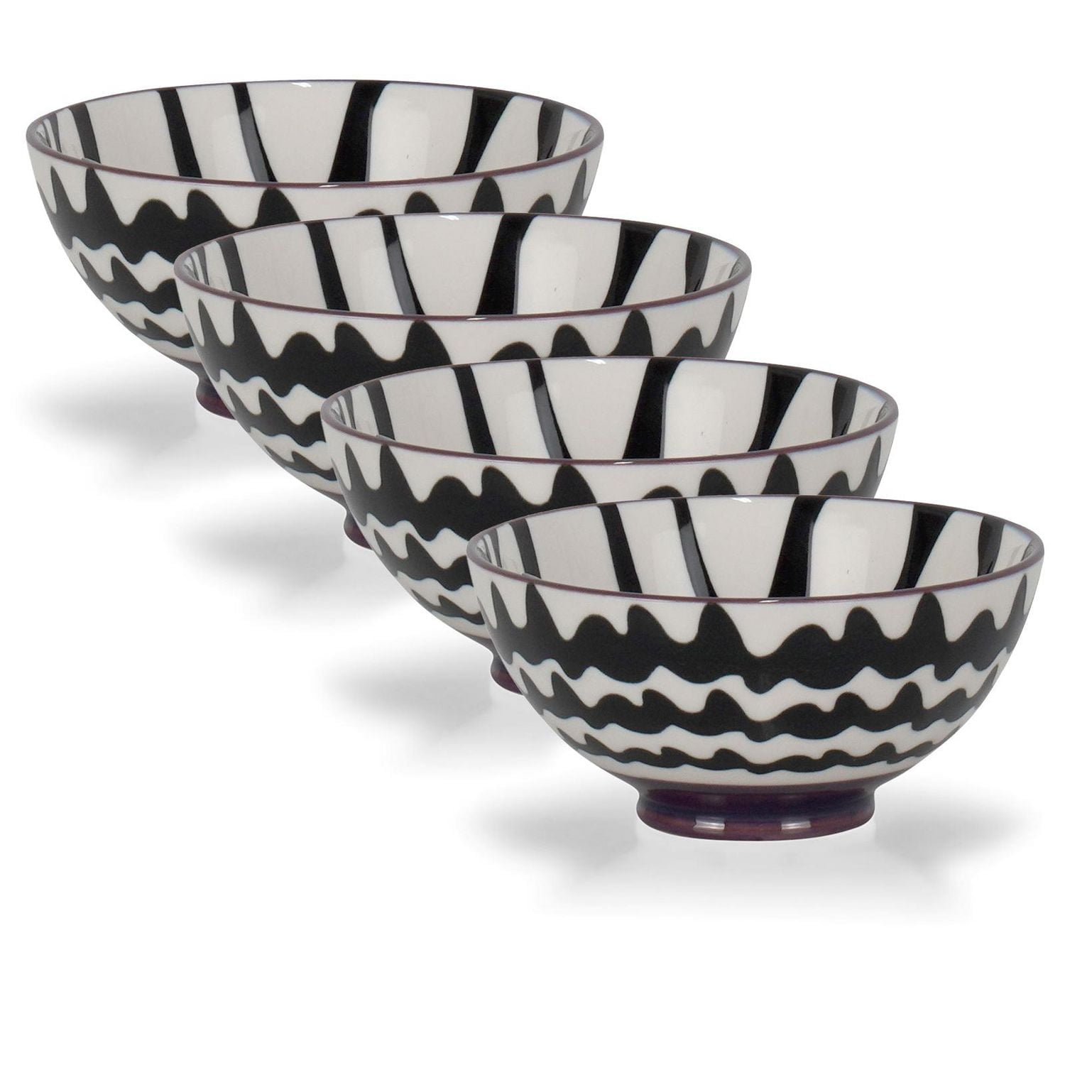 Chevron Noir Bol 10cm, Ensemble de 4