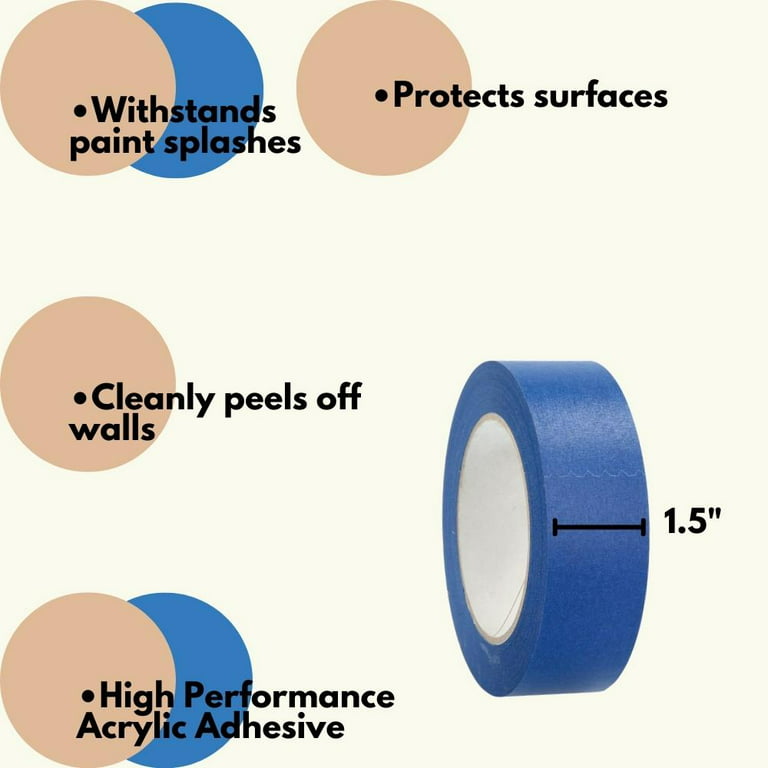 Tapem Blue Painters Tape - 1.88 x 60yd - Premium Masking Tape - Wide Marking Tape - Wall Safe Tape Soft Adhesive - Easily Removable Tape - Perfect