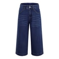 thumbnail image 3 of ZGRBOU Women's Wide Leg Capri Jeans High Waist Straight Stretchy Jeans Summer Casual Denim Capris Pants with Pockets, 3 of 7