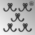 thumbnail image 2 of Renovators Supply Double Wall Hook Black Wrought Iron Hat and Coat Hook - Set of 5, 2 of 7