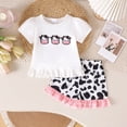 thumbnail image 2 of Hessimy Toddler Girl Short Sleeve T-Shirt Shorts Set Summer Clothes,Lightweight Cute Outfit(Black,12-18 Months), 2 of 7