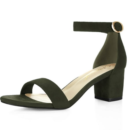 - Unique Bargains Women's Ankle Strap Open Toe Mid Block Heel Sandals
