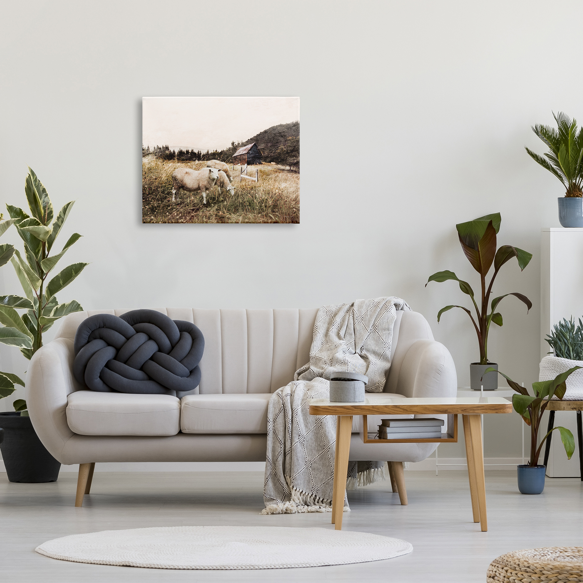 Stupell Industries Autumn Field Farm Sheep Grazing Wilderness Barn, 24 x 30, Designed by Bluebird Barn