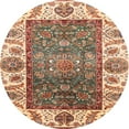 thumbnail image 1 of Ahgly Company Machine Washable Indoor Round Abstract Yellow Area Rugs, 7' Round, 1 of 7