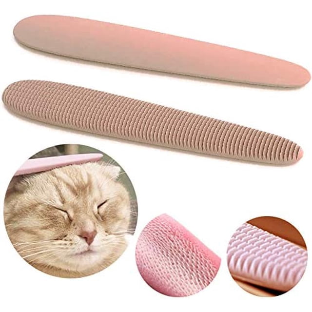 Brosse de Toilettage Texturée à Double Extrémité avec Vraie Langue de Chat pour Chatons et Grandes Zones