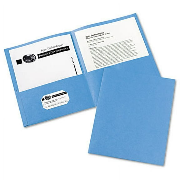 Avery Two-Pocket Folder, 40-Sheet Capacity, 11 x 8.5, Light Blue, 25/Box (47986)