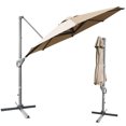 thumbnail image 2 of Costway Parasol Déporté de Patio 11 Pi Rotation Cantilever Aluminium Inclinaison Base Croisée Café, 2 of 10