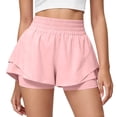 thumbnail image 2 of Nestiefly Running Shorts for Women 2 in 1 High Waisted Quick Dry Butterfly Flowy Athletic Gym Yoga with Pockets Light pink XL, 2 of 6