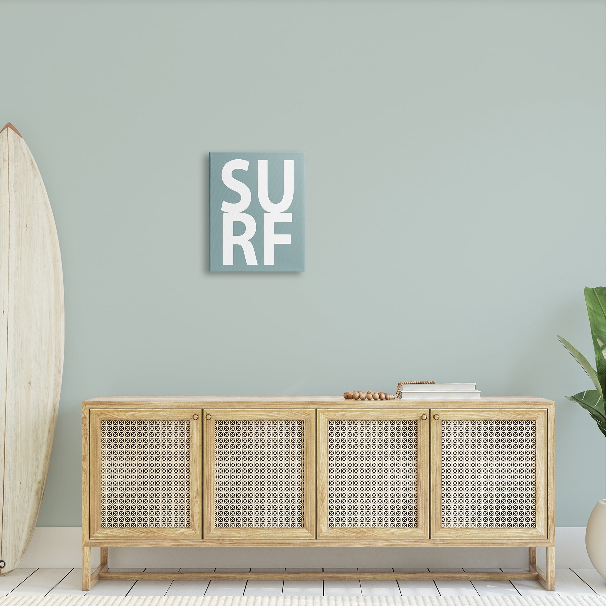 Stupell Surf Summer Fun Turquoise Phrase Landscape Painting Gallery Wrapped Canvas Print Wall Art