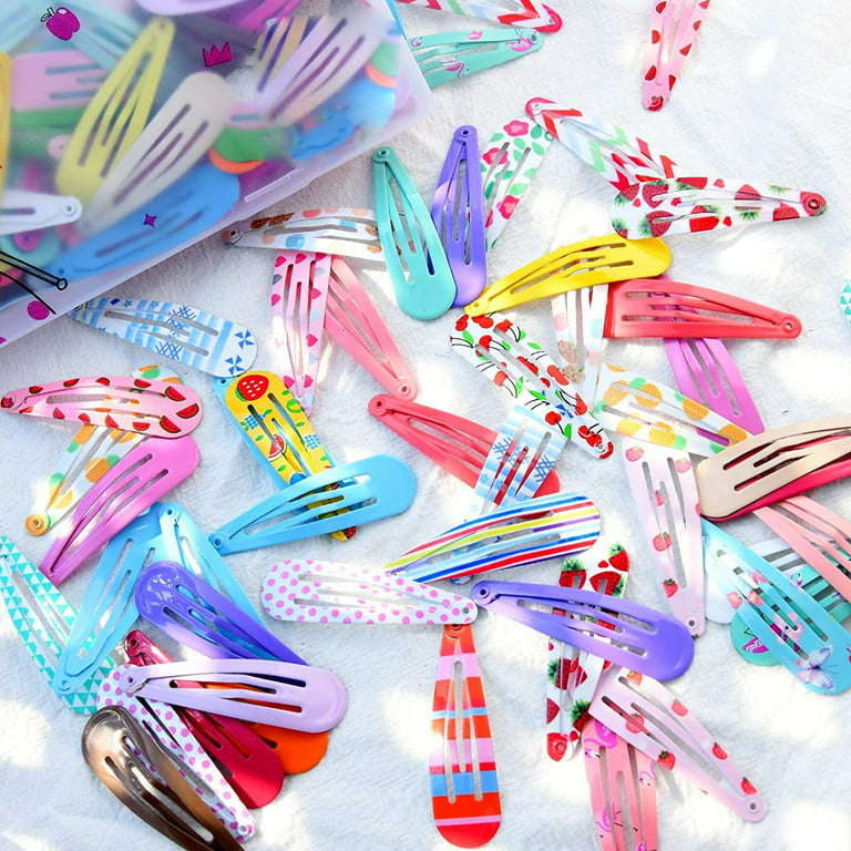 120 Pack Colorful Barrettes, 2 Inch Barrettes Metal Snap Hair Clips Candy  Color Hair Accessories for Kids Teens, Toddlers,Women(40 Colors)