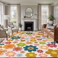 thumbnail image 2 of Colorful Flower Large Area Rugs 6x9 ft Boho Style Retro Yellow Pink Green Floral Watercolor Washable Rug Non Slip Indoor Carpet Absorbent Floor Mat for Living Room Bedroom Dining Room, 2 of 9