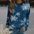thumbnail image 2 of Posijego Womens Christmas Sweatshirt Snowflake Print Long Sleeve Crew Neck Pullover Casual Plus Size Loose Top, 2 of 5