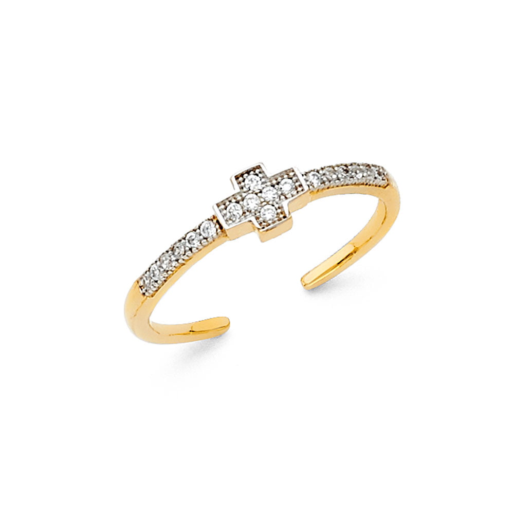SVC-JEWELS 14k Yellow Gold Plated CZ Toe Ring Midi Ring