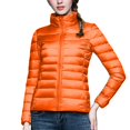 thumbnail image 5 of felwors Puffer Jacket Women Casual Feather Lightweight Down Jackets Packable Solid Color Puffer Coats With Storage Bag Winter Orange, L, 5 of 6
