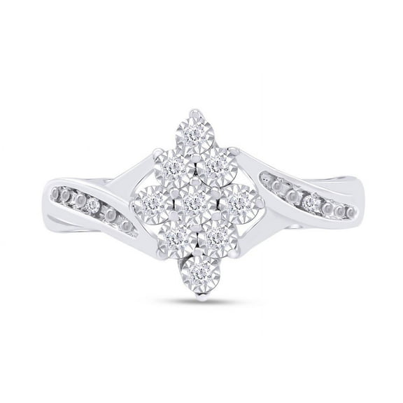 Illusion Set Cluster Diamond Wedding Ring 1.7 Ct Round Diamond 14K White Gold Over