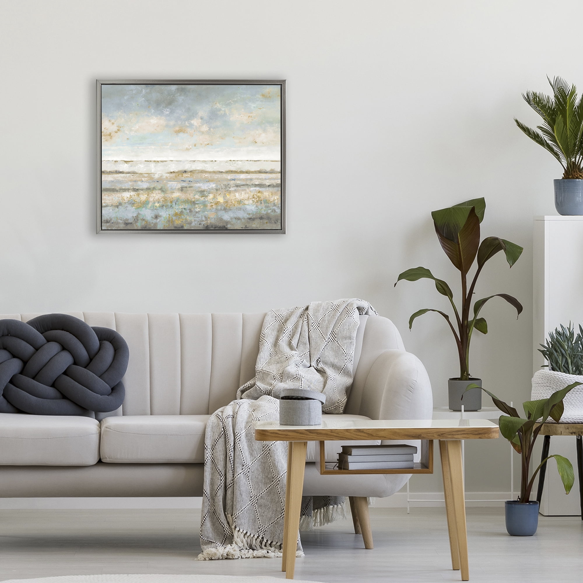 Stupell Industries Contemplative Mood Abstract Gray Framed Floater Canvas Wall Art, design by Lorenzo Collective