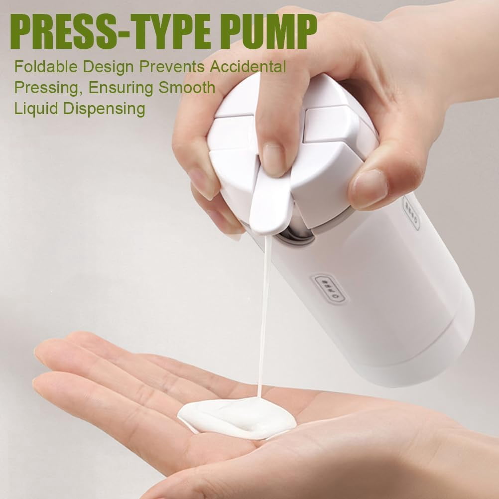 4-in-1 Leakproof Rotatable Travel Dispenser Set, Portable Travel Toiletries Bottle Set with Scale Label, Push-Down Dispenser, for Flights Gym Bag Weekends Away (White)