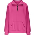 thumbnail image 3 of Aricy Womens Quarter Zip Pullover Collared Textured Casual Sweatshirt Fall Trendy Half Zip Sweater Plain Long Sleeve Tops Sweat Trendy Winter Clothes, 3 of 4
