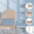 thumbnail image 6 of 4 Pack Beige Leather Padded Folding Chairs - Steel Frame, No Assembly, Portable Stackable for Indoor Outdoor, 6 of 10