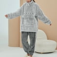 thumbnail image 2 of Defitshape Women's Long Sleeve Shirt Pants Set Ladies Cute Fuzzy Fleece Pajamas 2 Piece Pjs Winter Fall Warm Thermal Loose Baggy Oversized Plush Lounge Set Fluffy Loungewear Grey Large, 2 of 3