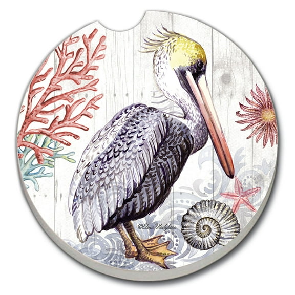 Absorbent Stoneware Car Coaster, Harbor Life, Set of 2