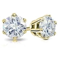 thumbnail image 2 of 14k Yellow Gold Round Moissanite Stud Earrings (1ct TGW, 5mm, J-K) 6-Prong Set, Push-Back by Diamond Wish, 2 of 3