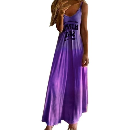 

Toyfunny Women s Gradient Printed Sleeveless Beach Spaghetti Strap Long Dress