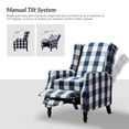 thumbnail image 5 of Push Back  Recliner Chair Set of 2 Wingback Manual Fabric Upholstered  Home Theater Plaid Navy, 5 of 9