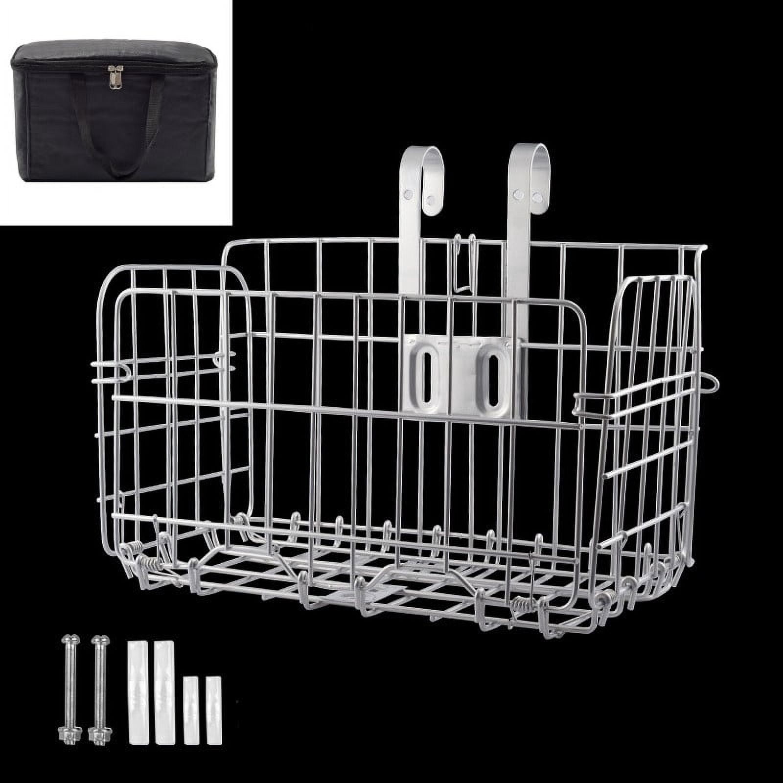Ebike Bike Basket Front/Rear Folding Bicycle Basket With Removable Liner Pu Bag Black Inner Bag Fangkenuo